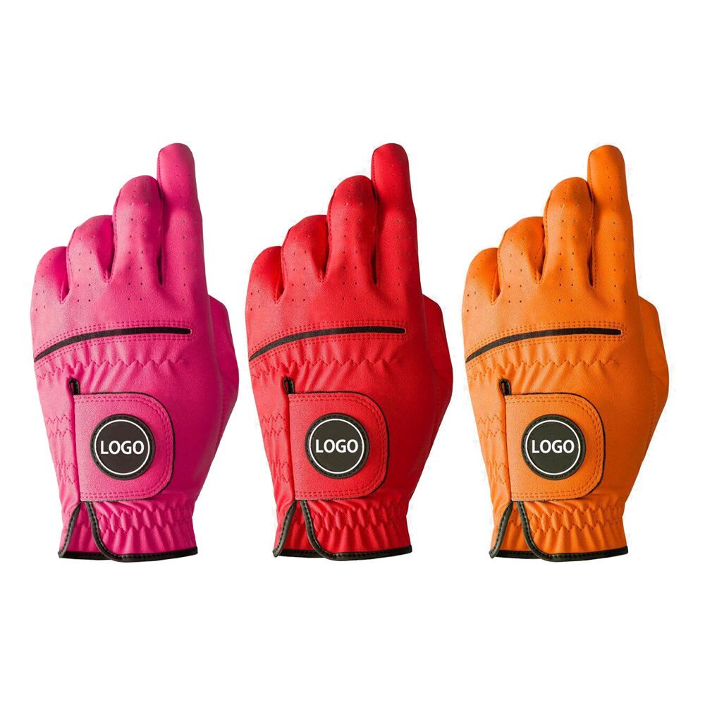Custom logo colour cabretta leather golf glove in multiple colours — branded golf gloves from manufacturer
