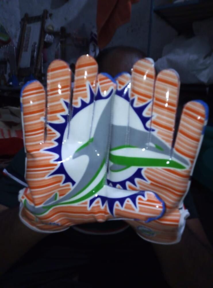 Customised American Football Receiver Safety Gloves Non-Slip Synthetic Leather Palm Sublimated Back Design Unisex Sports - Image 7