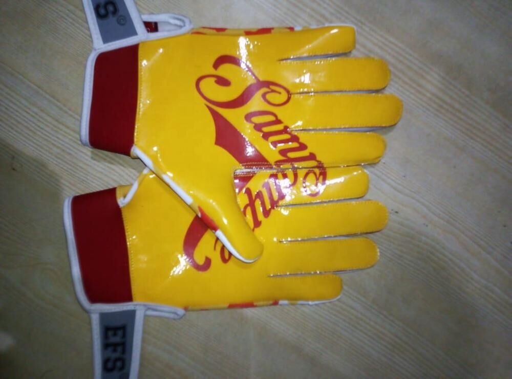 Customised American Football Receiver Safety Gloves Non-Slip Synthetic Leather Palm Sublimated Back Design Unisex Sports - Image 4