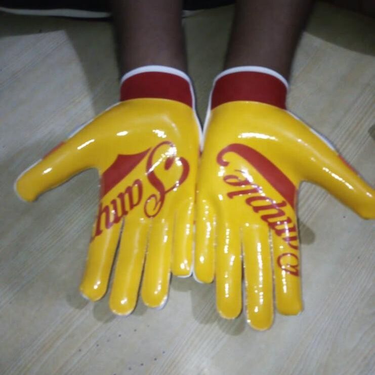 Customised American Football Receiver Safety Gloves Non-Slip Synthetic Leather Palm Sublimated Back Design Unisex Sports - Image 6