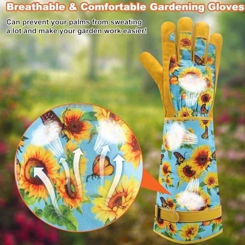 High Performance Goat Grain Leather Long Cuff Gardening Gloves Durability Hand Protection Work Gloves for Women - Image 4