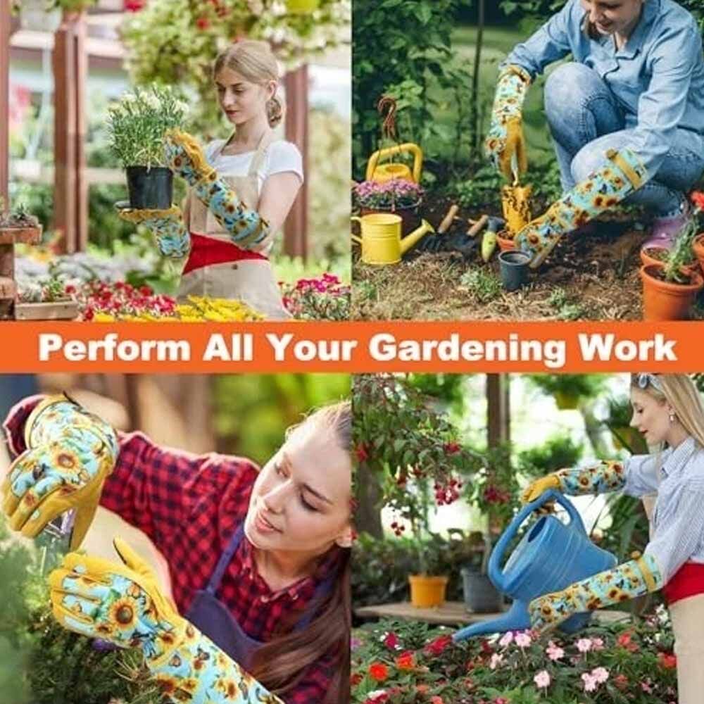 High Performance Goat Grain Leather Long Cuff Gardening Gloves Durability Hand Protection Work Gloves for Women - Image 5