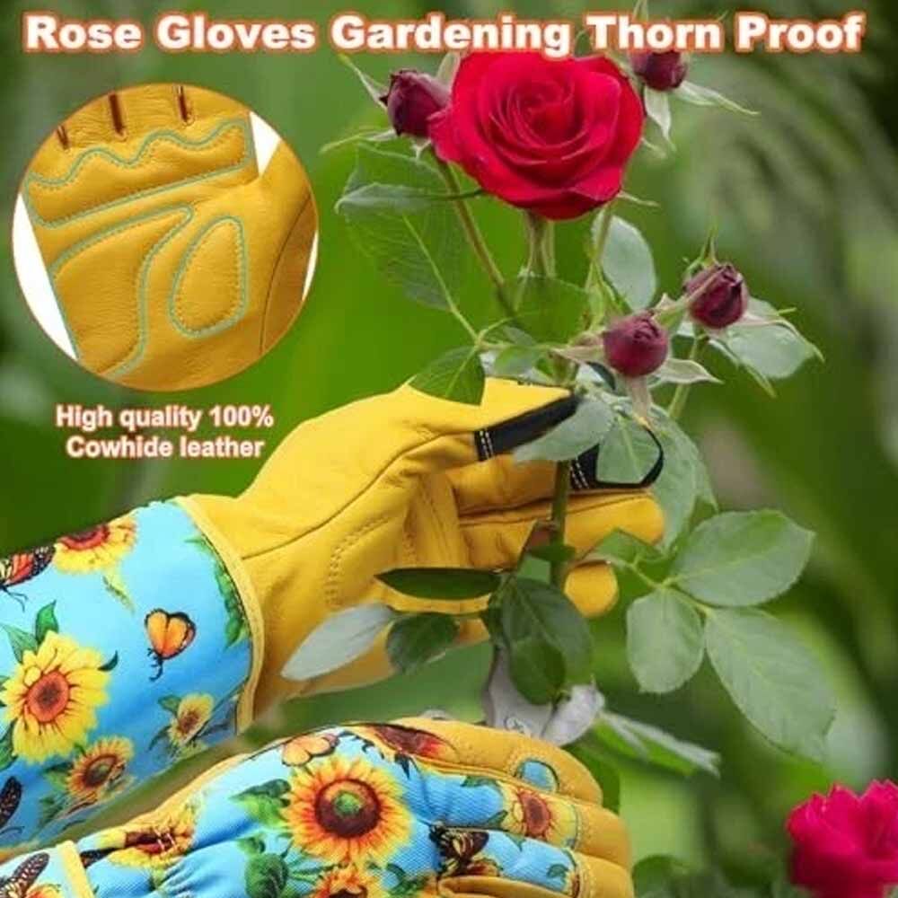 High Performance Goat Grain Leather Long Cuff Gardening Gloves Durability Hand Protection Work Gloves for Women - Image 2