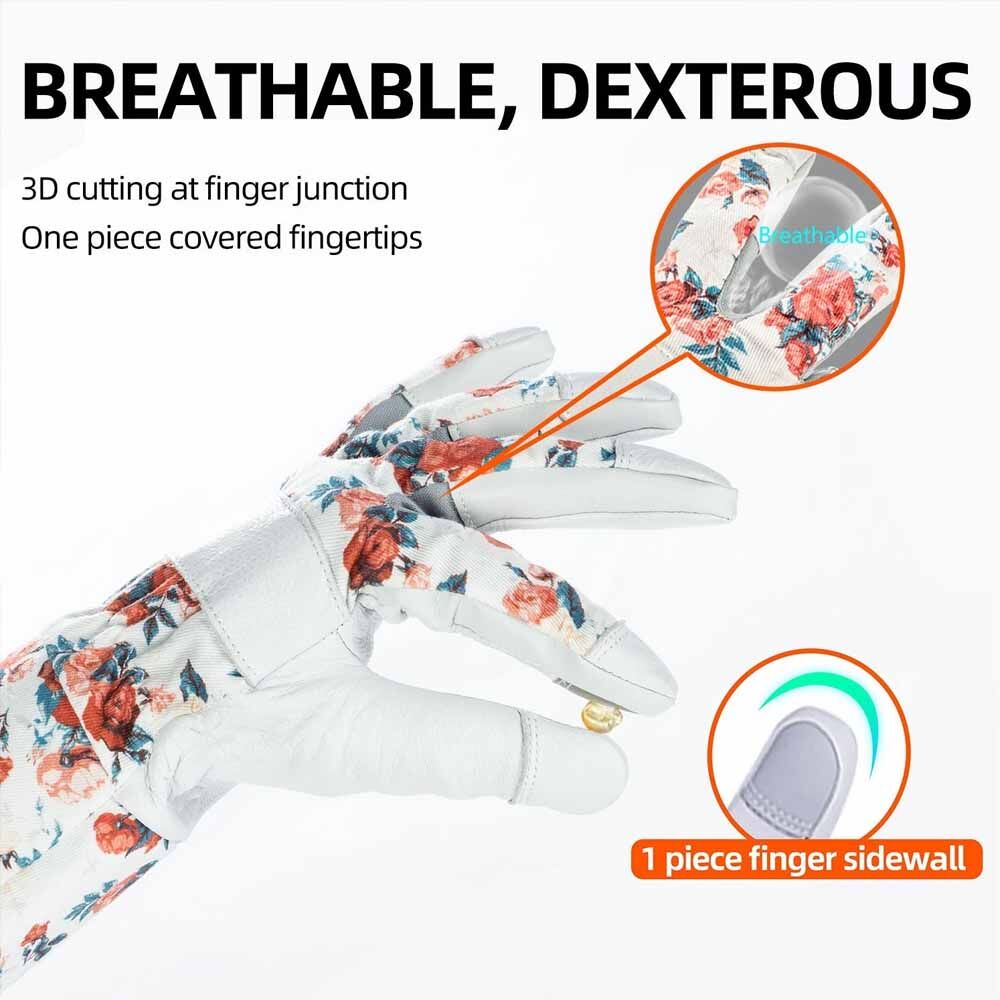 Top Quality Long Cuff Floral Gardening Gloves Thorn Proof Leather Work Gloves Women Long Cuff Rose Pruning Garden Gloves - Image 2