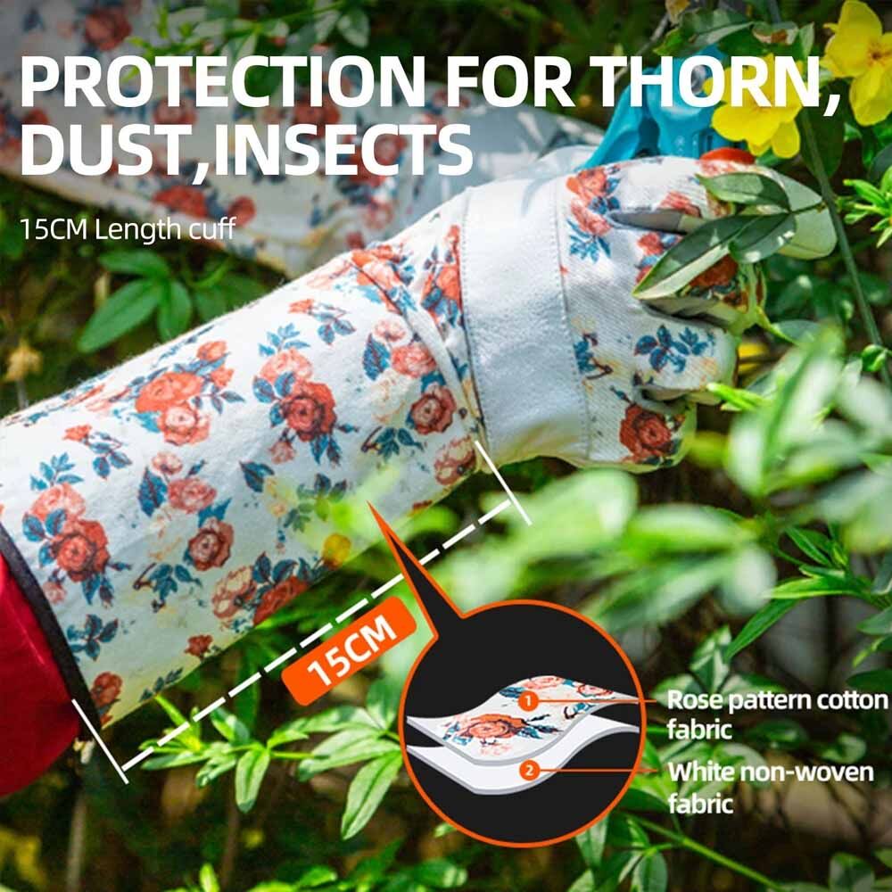 Top Quality Long Cuff Floral Gardening Gloves Thorn Proof Leather Work Gloves Women Long Cuff Rose Pruning Garden Gloves - Image 3