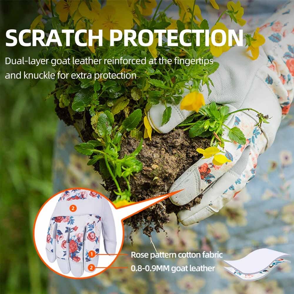 Top Quality Long Cuff Floral Gardening Gloves Thorn Proof Leather Work Gloves Women Long Cuff Rose Pruning Garden Gloves - Image 4